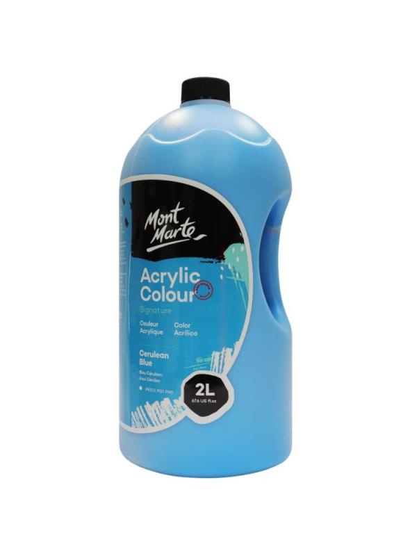 Rakuten - Mont Marte アクリル Cerulean Blue 2リットル 2L ポンプ付き 速い乾燥 被覆力強い 学生や芸術家に向き Acrylic Paint