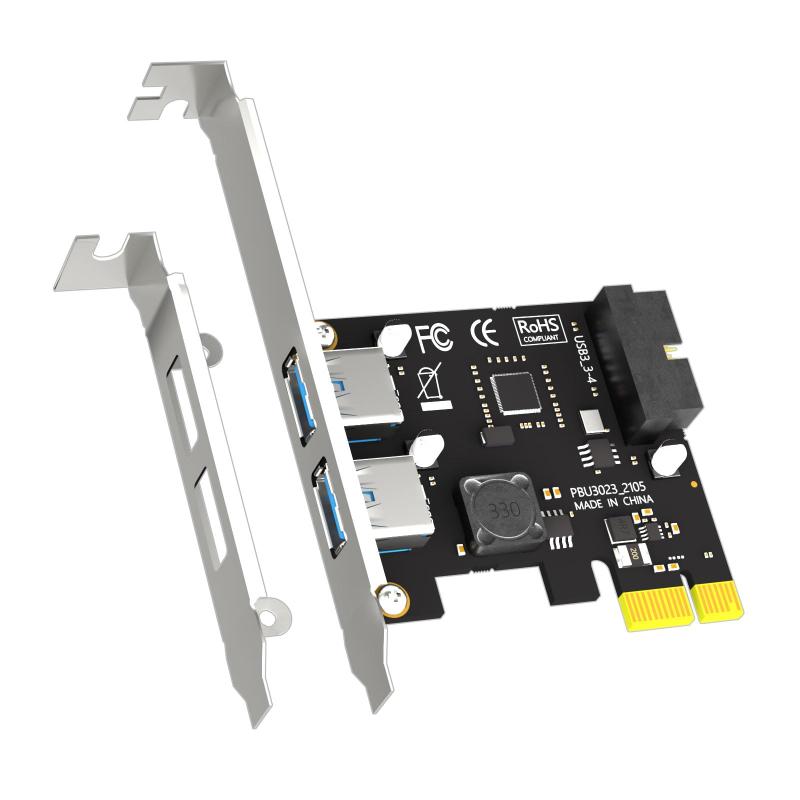 GLOTREND U3055N PCIe USB 拡張カード 2 ポート USB3.2 GEN119Pin ヘッダー付き フロントパネル対応 Windows/Linux 対応 Mac 非対応