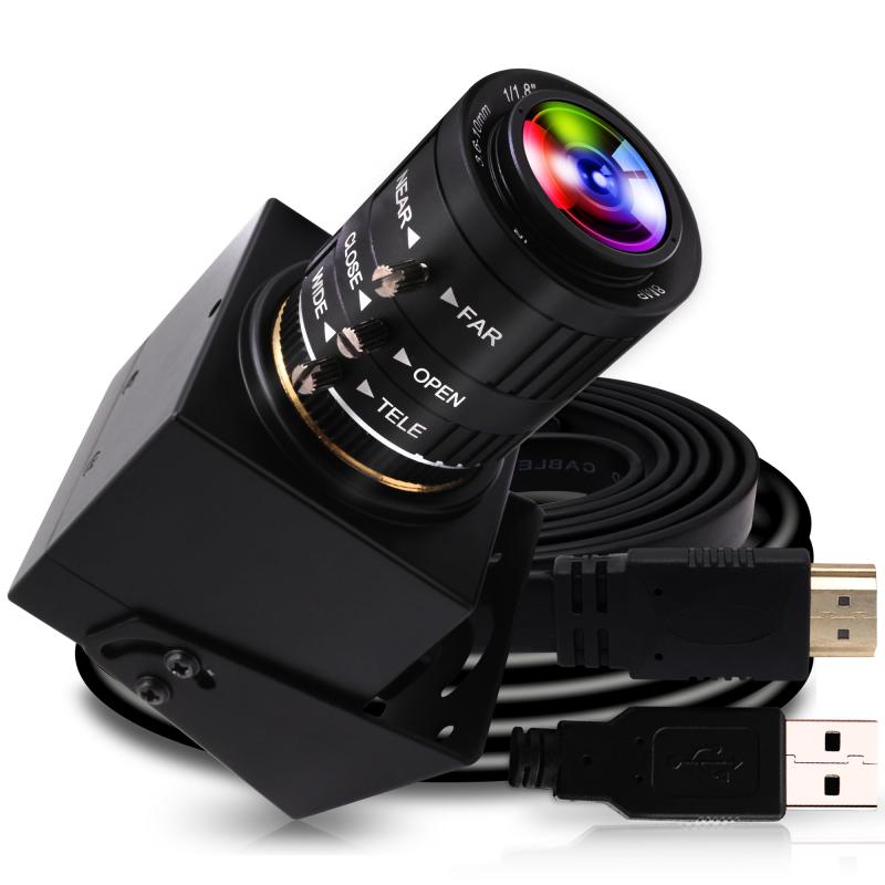 ELP 4K USB HDMI USBカメラ マニュアルズームウェブカメラ可変焦点 PCカメラコンピュータ用ミニクローズアップWebカメラH.265望遠鏡セキュリティウェブカム8mp IMX415産業用CCTVWebかめら (3.6-10mm 3倍ズ