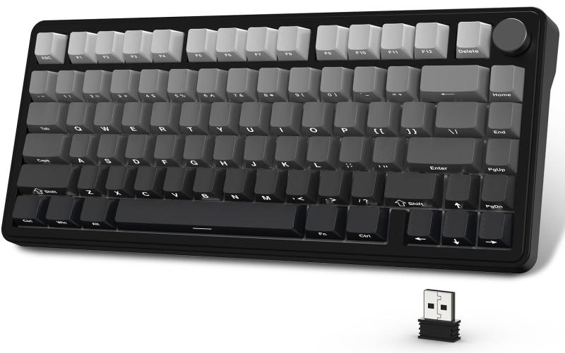 ATTACK SHARK x AJAZZ X85 ゲーミングキーボード メカニカルキーボード bluetooth ワイヤレス 無線 白翡翠スイッチ ガスケットマウント リニア サイド刻印彫刻PBTチェリーキーキャップ RGB ホットスワ