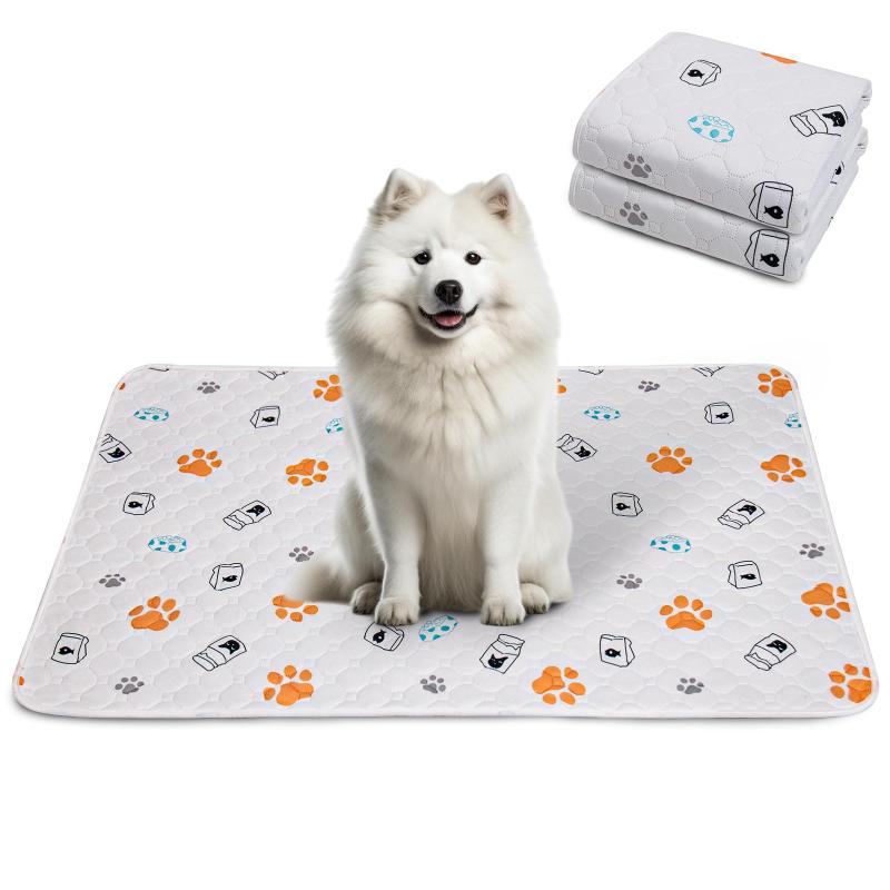 STVICTORY ペットシーツ 洗える 犬 猫 ペット用 おしっこマット 下敷き ペットマット 滑り止め 防水 速乾 消臭 子犬/シニア犬の介護シーツ 繰り返し使用可能 多頭飼い 足柄（ホワイト 100x67cm 2