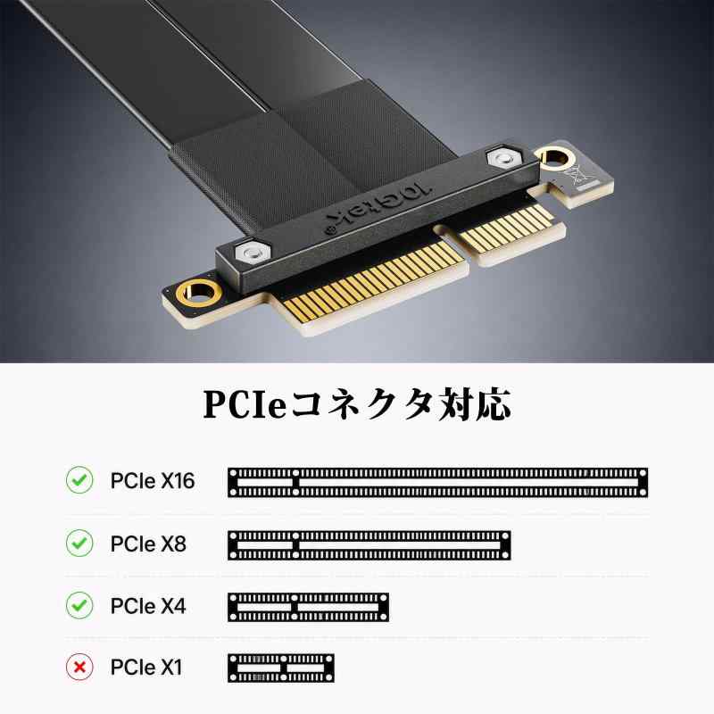 RoothouseStoreの10Gtek PCIE 3.0 延長ケーブル 4X to 4X オス-メス ストレート to 270° エクステンダーライザーケーブル EMI シールド 15cm (P322MF1315）｜アングル2