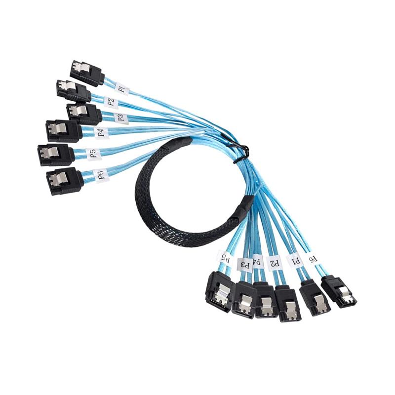 CableCC内部6 SATA 7ピンから6 SATA 7ピンターゲットSSDハードディスク6GbpsデータサーバRAIDケーブル