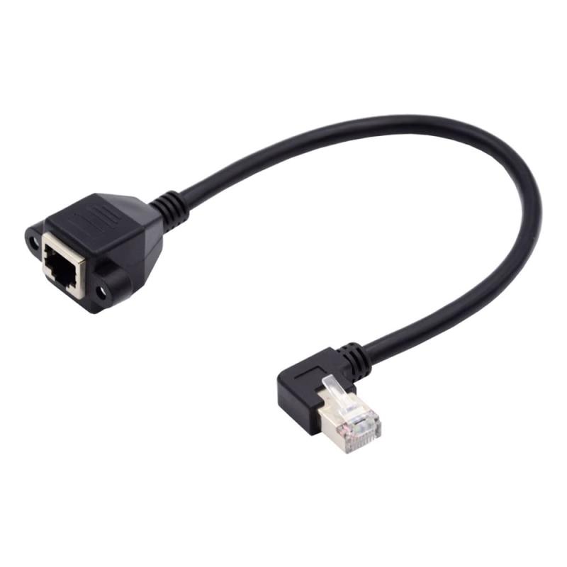 Rakuten - NFHK 直角 90 度 8P8C FTP STP UTP Cat6 オス - メス LAN イーサネット ネットワーク延長ケーブル、パネル マウント穴付き (データ用アクティブケーブル)