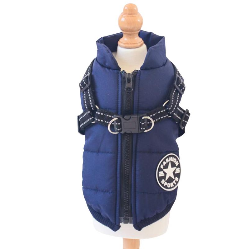 Rakuten - IGUGHI ふわふわ ダウンベスト風ジャケット 犬洋服 冬 裏ボア 犬服 ジャケット パーカー 袖なし ドッグウェア 防寒 防水 リードリングあり 綿服アウター お出かけ 散歩 小型犬 中型犬 大型犬