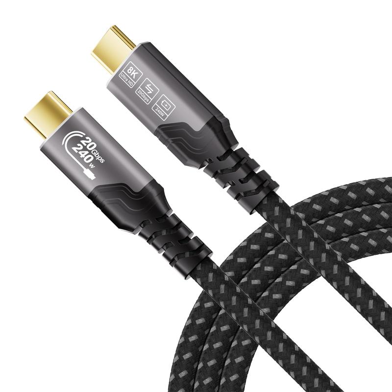ZIKNYDO USBC USBC ケーブル 3m，USB-C 3.2 規格 20Gbps データ転送，PD3.1 240W 高速充電，8K@30Hz，4K@144Hz/60Hz …