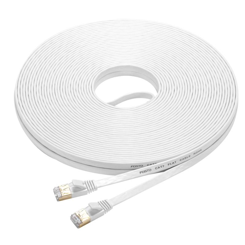 Rakuten - FOSTO Cat7 LANケーブル 30M カテゴリー7準拠 イーサネットケーブル 有線lanケーブル フラットLANケーブル 高速 10Gbps/600MHz STP 爪折れ防止 RJ45コネクタ ギガビット 業務用 屋外用 家庭用 ランケーブ