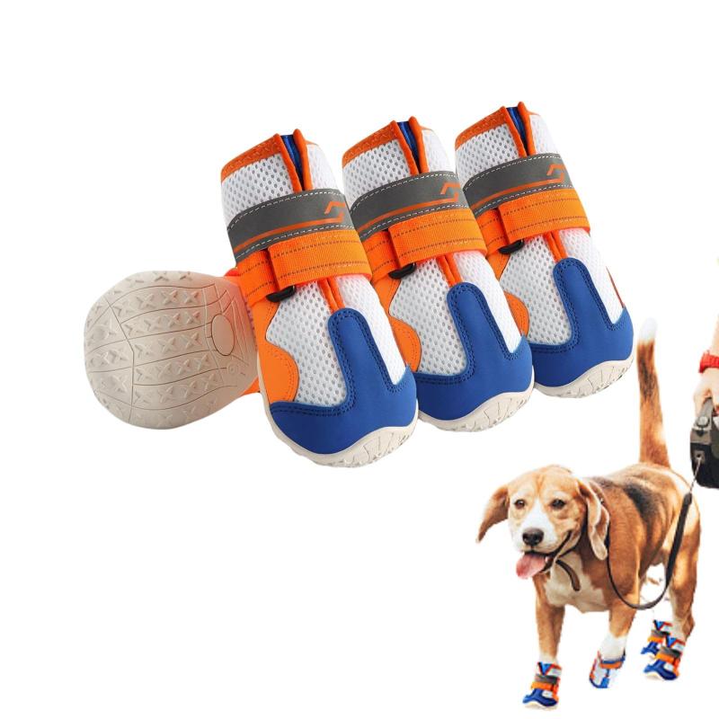 Rakuten - LIKOKLIN 犬靴 メッシュ穴 犬用メッシュシューズ ドッグブーツ ドッグくつ 小型犬 反射テープ付き 滑り止め 長靴 肉球保護 脱げにくい レザー ゴムアウトソールソフトメッシュ 3層構造 柔らか