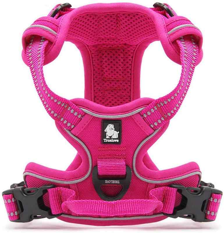 cocomall 犬用ハーネス 犬用胴輪 3M反射材料 訓練 ナイロン製 小型犬、中型犬、大型犬に向け 通気性 調節可能(XS, ピンク)