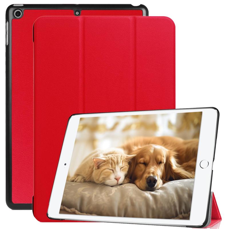 iPad ケース 9.7 インチ 第5世代 第6世代 (2018/2017) 通用カバー三つ折り スタンド オートスリープ機能 アイパッド用タブレットケースPU+PC 軽量 耐衝撃 iPad カバー (レッド, iPad 9.7 (2018/2017))の商品画像