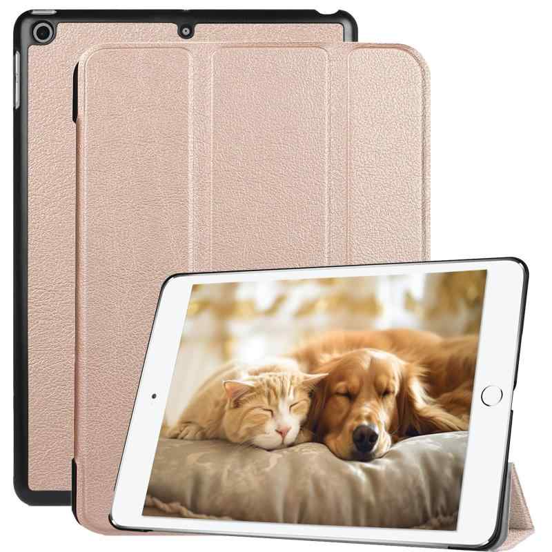 iPad ケース 9.7 インチ 第5世代 第6世代 (2018/2017) 通用カバー三つ折り スタンド オートスリープ機能 アイパッド用タブレットケースPU+PC 軽量 耐衝撃 iPad カバー (バラゴールド, iPad 9.7 (2018/201の商品画像
