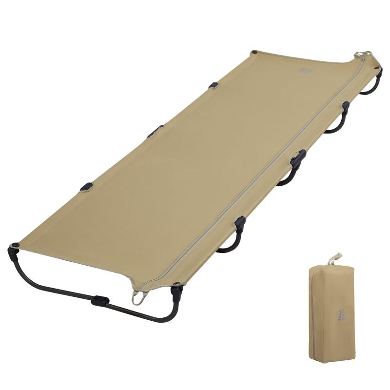 TIMBER RIDGE アウトドアベッド ジェットコット 【2.9kg超軽量 / 数秒設営】 折りたたみ 耐荷重102kg アルミ&スチールフレーム 600D キャンプ ツーリング 防災 収納袋付 カーキ