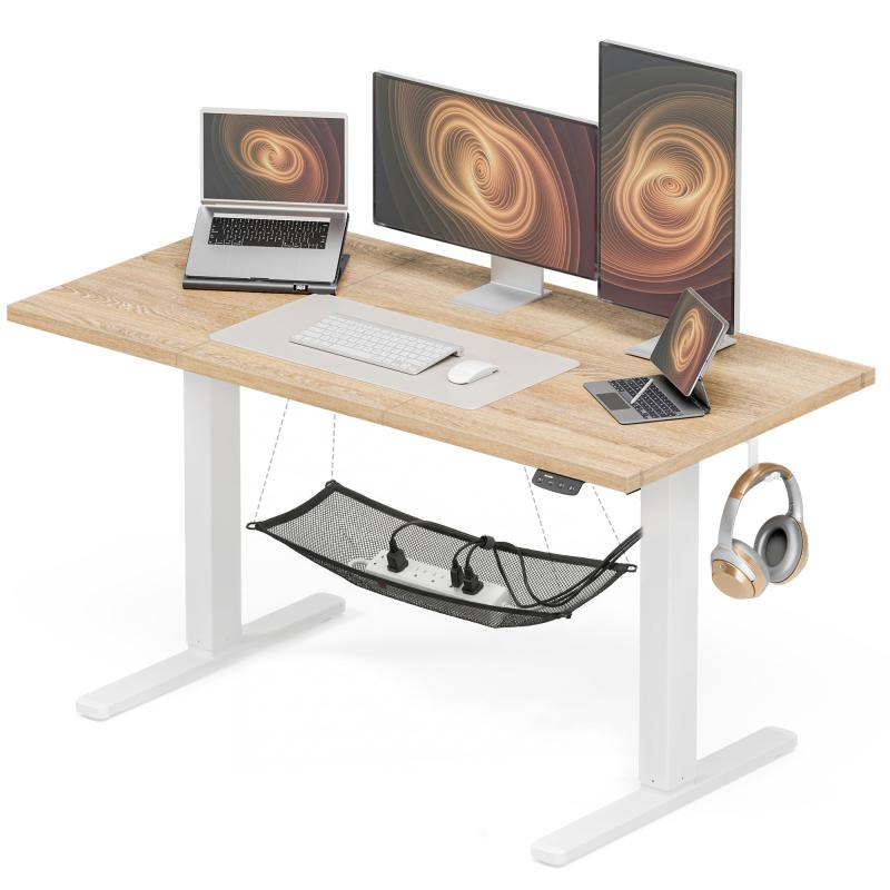 Rakuten - Acrolix 電動昇降デスク 昇降式テーブ スタンディングデスク 幅 120cm 耐荷重 80kg デスク下隠し収納 高さメモリー機能 静音 上下自動昇降 収納フック付き オフィス/テレワーク用 高さ調整可能