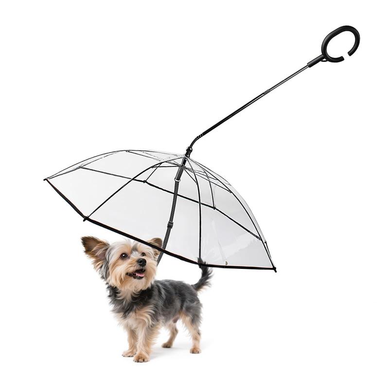 Rakuten - PETLESO 透明犬用レインアンブレラ、調節可能リード付き、組み立て式 防水ペット傘、小型犬の雨の日散歩に濡れずに乾燥キープ