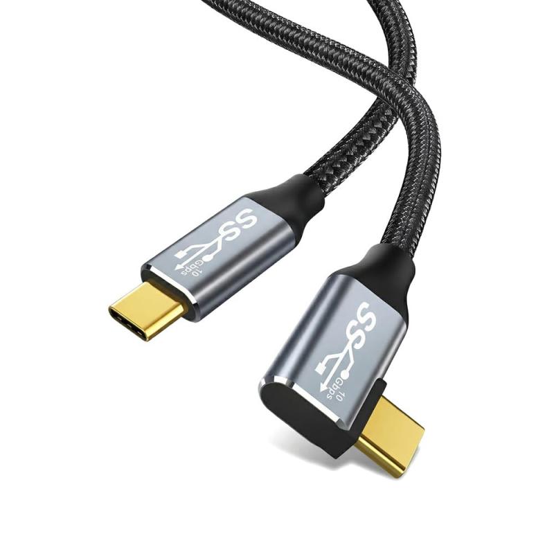 USB C ケーブル L字 1M PD 100W急速充電 USB 3.2 Gen2標準 10Gbpsデータ転送 4K映像出力 超高耐久ナイロン編み Type-C 充電ケーブル MacBook/Surface/Pixel/Xperia/AQUOS等USB-