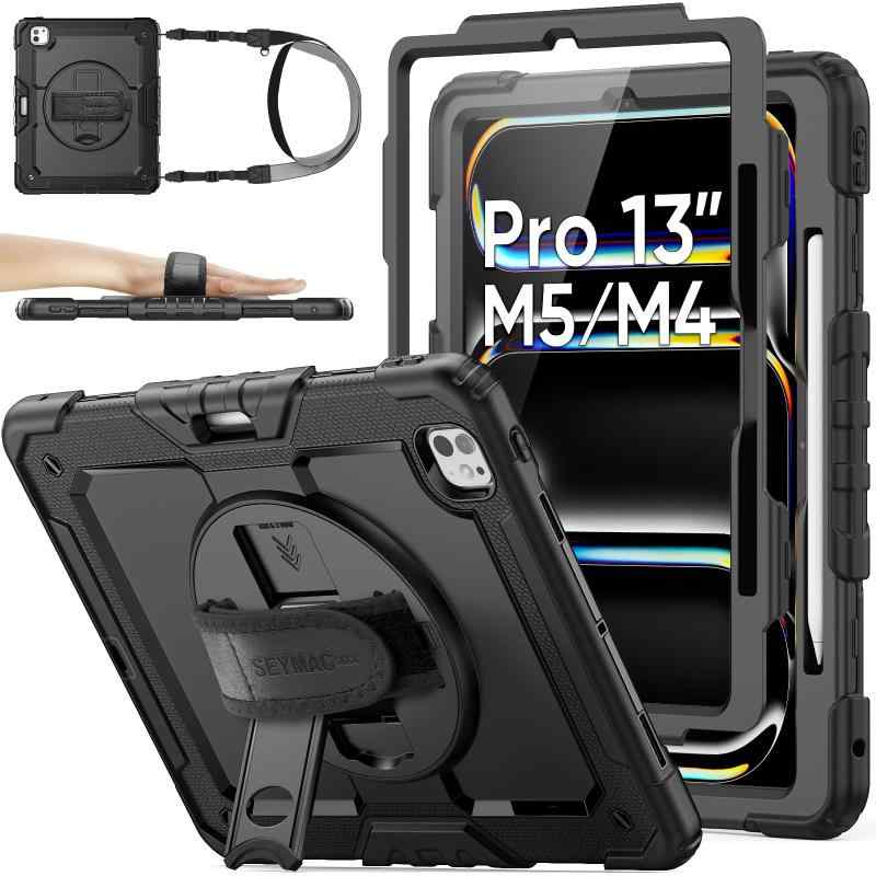 SEYMAC stock 2025年/2024年 13インチiPad Pro(M5/M4)専用耐衝撃ケース，ブラック