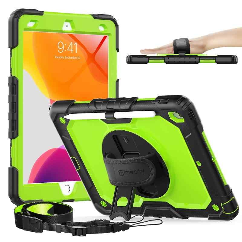 Rakuten - Timecity iPad 10.2インチ 専用ケース 耐衝撃 第9世代/第8世代/第7世代 2021/2020/2019モデル ハンドグリップ/ショルダーストラップ付き 横置き/縦置き 360度回転スタンド ペン収納 仕事現場 保護フィ