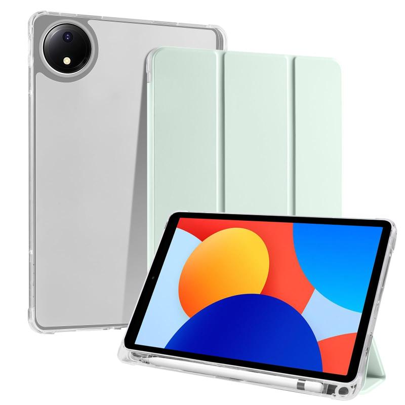 CiimWaa For (シャオミ) Xiaomi Redmi Pad SE 8.7 インチ ケース ペンホルダー付き PUレザー + シリコン バック 開閉式三つ折薄型スタンドケース 耐衝撃 軽量 オートスリープ機能 スマートカバー Redmi Pad