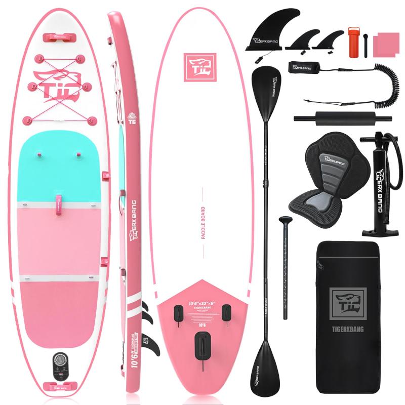TIGERXBANG インフレータブルスタンドアップパドルボード Supボード 長さ320cm 幅82cm 厚さ15cm 荷重能力150kg、ダブルブレードパドル、カヤックシート付きの大人/子供用パドルボード,Defender-Proコレ