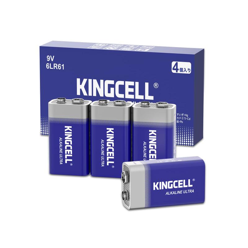 KINGCELL 9V形 アルカリ乾電池 4個セット 高性能 7年期間 煙検出器 家庭用 事務設備 持久電力 6LR16電池