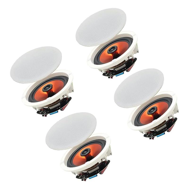 樂天商城 - Herdio 6.5"4 PCS 天井埋め込み型スピーカー ホームスピーカーシステム最大電力300ワット湿気のある屋内屋外、キッチン、寝室、バスルーム、ホームシアター、屋根付きポーチに最適(4スピ