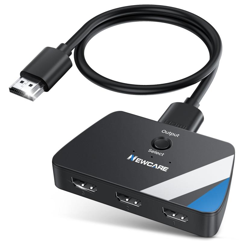 NEWCARE HDMI 切替器（分配器）4K@60Hz 3入力1出力 HDMI セレクター3ポートに対応 電源不要 手動3D 1080P HDCP2.2 黒