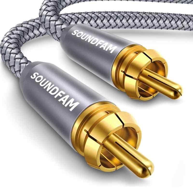 RCA サブウーファーケーブル SOUNDFAM サウンドファム デジタル同軸オーディオケーブル 金メッキ RCA オス-オス SPDIFケーブル サブウーファー ホームシアター アンプ テレビ用-グレー (オス-オス