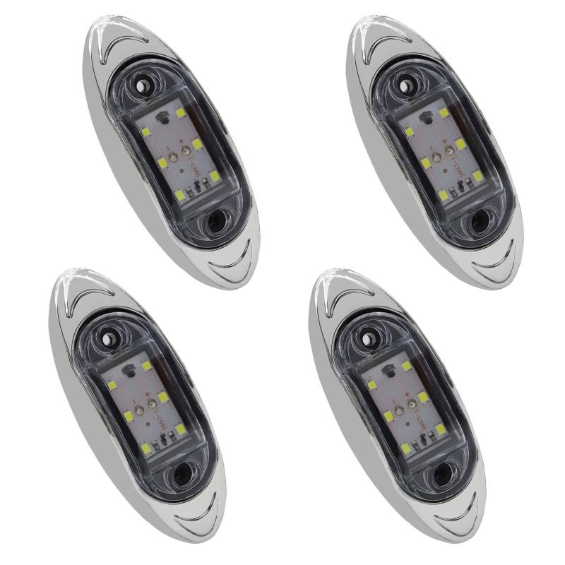 Rakuten - Aoling サイドマーカー LED 12V 24V ホワイト トラック用 マーカーランプ 路肩灯 軽トラ 6LED クリアレンズ 2個
