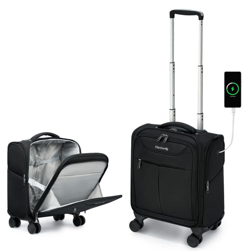 Rakuten - [Hanke] キャリーバッグ 機内持ち込み 静音 4輪 上開き 容量25L スーツケース ss Miniサイズ 14型PC対応 1～2泊 ビジネス 小型 (ブラック)