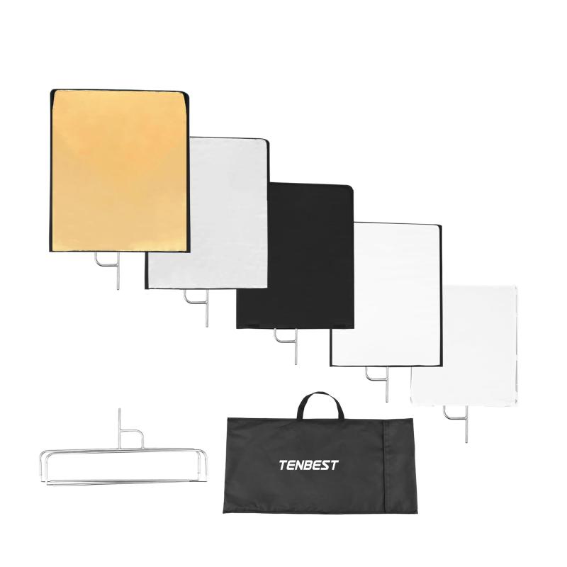 Rakuten - TENBEST レフ板 メタルフラッグパネル写真リフレクター 75x90cm ステンレス製 4-in-1リフレクター+ディフューザーキット 撮影用フラッグ 取り外し快速 スタジオ撮影