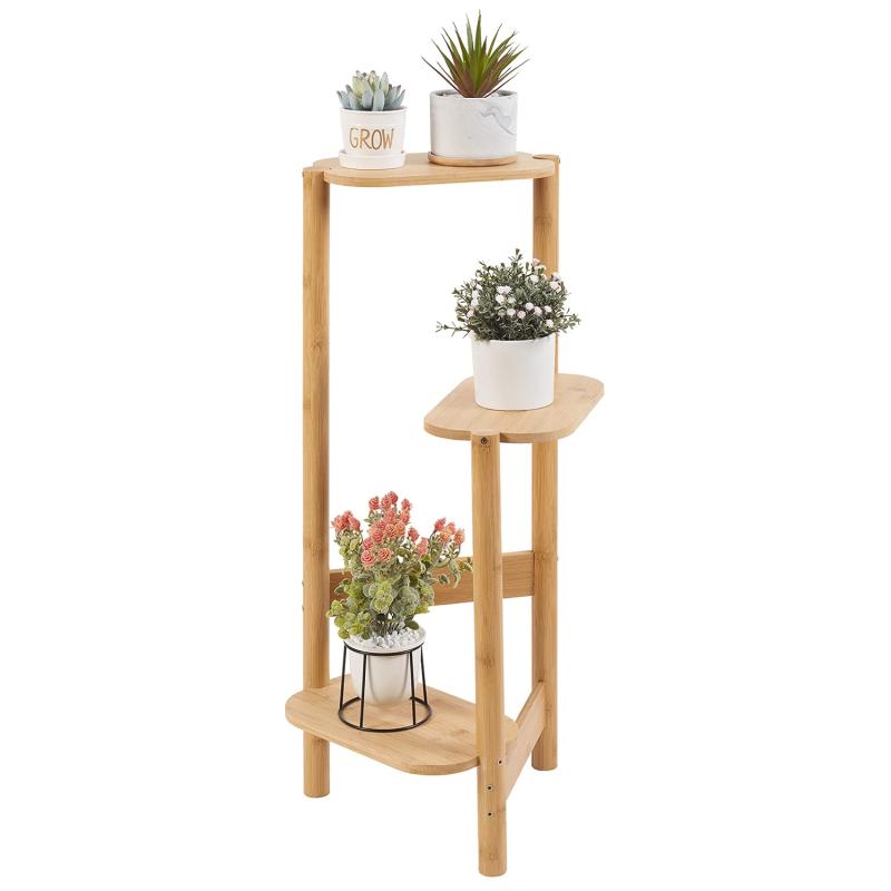 Rakuten - UNHO フラワースタンド 3段 花台 竹製 鉢スタンド 植木鉢 スタンド 室内 屋外 おしゃれ お花 観葉植物 花瓶 置き台 立体感 フラワーラック