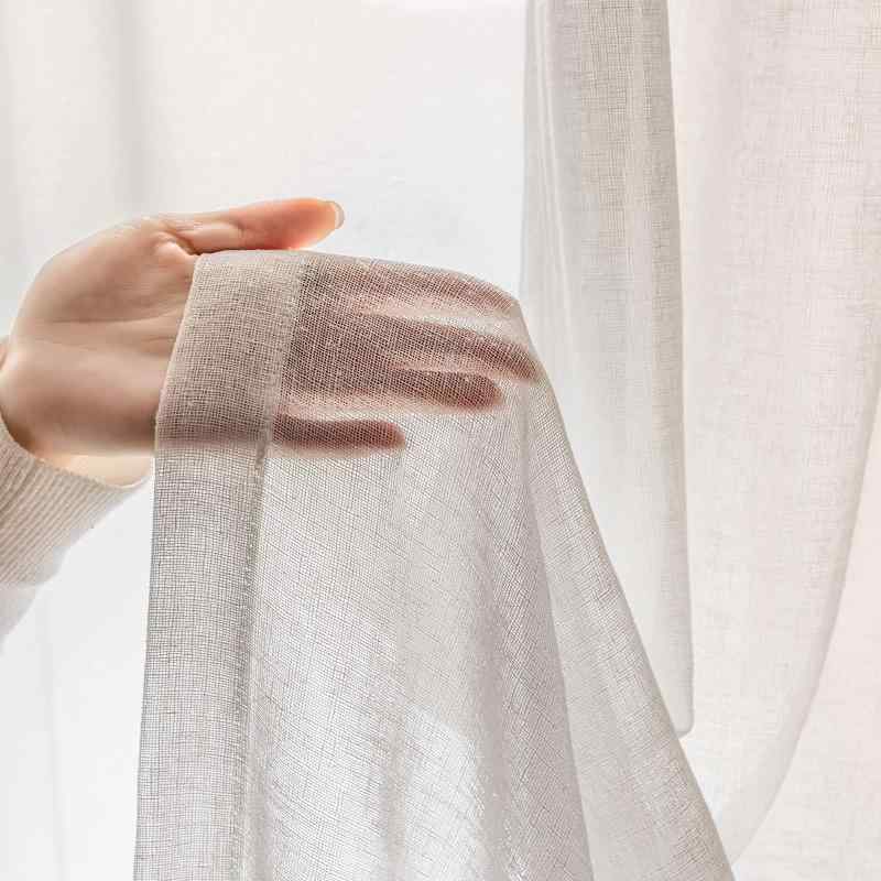 Rakuten - windowlady レースカーテン 外から見えにくい 幅100cm×丈118cm 2枚組 綿麻の質感 遮熱 断熱 省エネ おしゃれ 洗える ホワイト