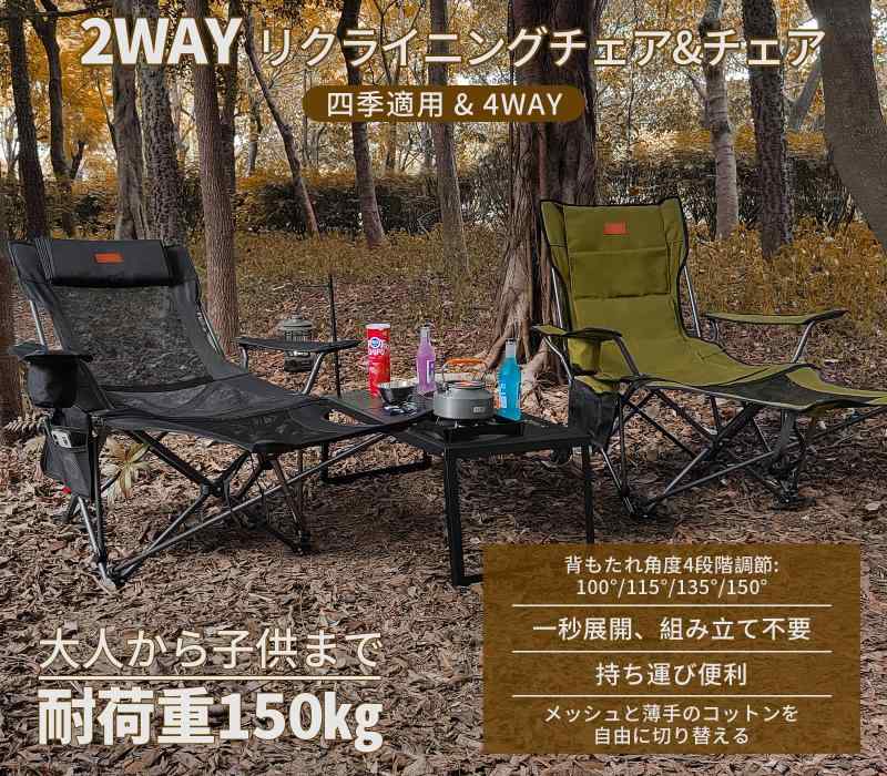 DesertFox リクライニングチェア キャンプ椅子 単品/セット 4way 仮眠 昼寝 4段階調整 四季適用 【メッシュと薄手コットを自由に切り替える】【耐荷重150kg】アウトドアチェア コンパクト 折り root-house-10192048 RoothouseStore サンプル画像3