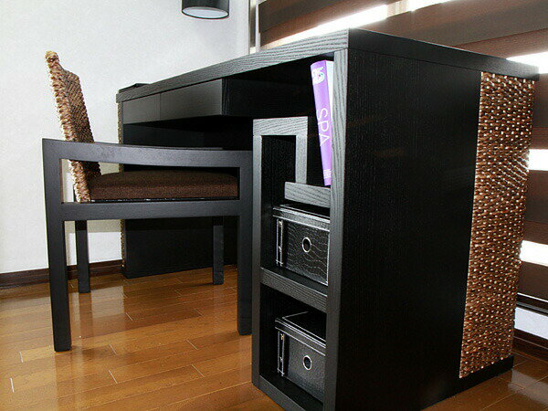 高品質 ウォーターヒヤシンス ワークデスク 文机 書斎 デスク アジアン リゾート ホテルライク バリ 引き出し 収納付き 高級 アジアン家具 ナチュラル モダン PERFORMAX (受注生産品) [3]