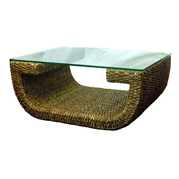 高品質 ウォーターヒヤシンス ローテーブル センターテーブル ガラス リビングテーブル アジアン テーブル ソファーテーブル W80cm リゾート 高級 アジアン家具 ナチュラル モダン PERFORMAX 【在庫販売品・即納可能】