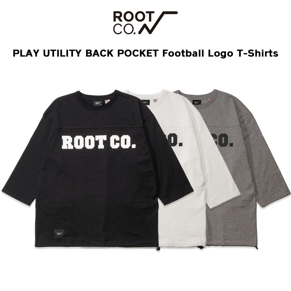 ROOT CO.PLAY UTILITY BACK POCKET Football Logo T-Shirts