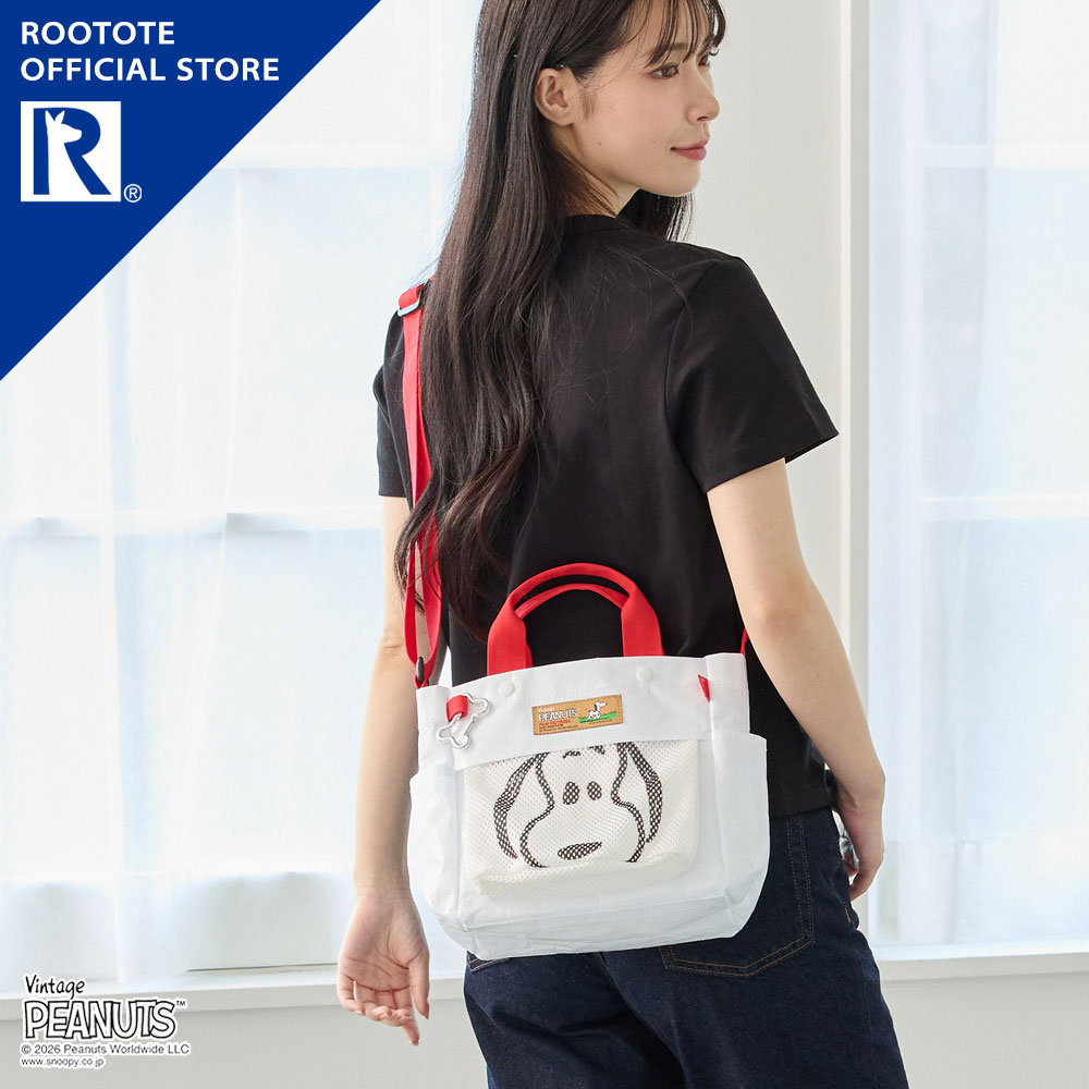 【ルートート公式】 トートバッグ レディース スヌーピー ショルダー 2way おでかけ ブランド ROOTOTE【IP.スクエア.バディ.ピーナッツ-1E（全4種）2026新作 品番8508】ショルダーバッグ 横型 小さめ ポリエチレン 軽量 多機能 ポケット かわいい 斜めがけ ギフト PEANUTS