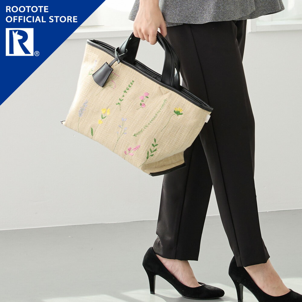 【ルートート公式】 トートバッグ レディース おでかけ ブランド ROOTOTE【LT.デリ.フラワー-A（全2種）2026新作 品番3586】ママバッグ ミニバッグ ランチバッグ サブバッグ 横型 小さめ ミニ マチ付き 花柄 内ポケット ポケット おしゃれ シンプル カジュアル