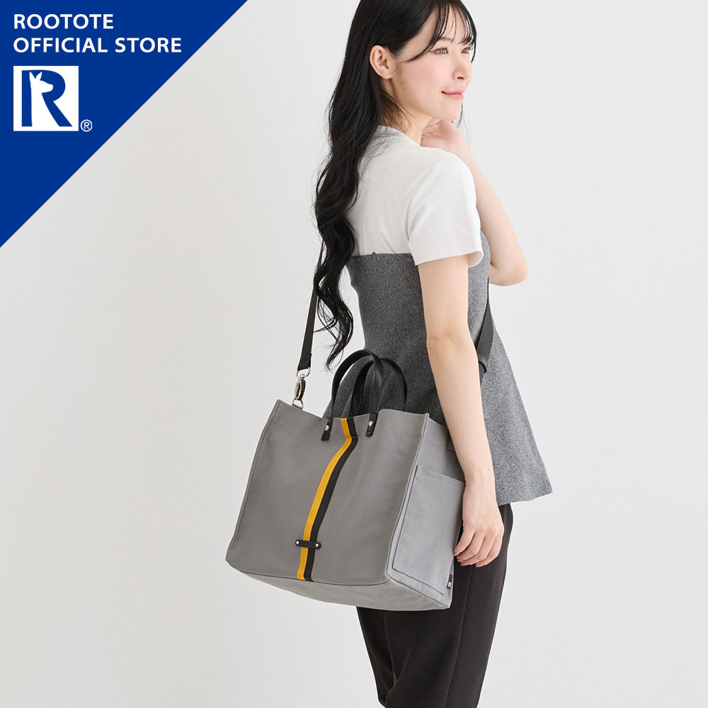 【ルートート公式】 トートバッグ レディース a4 ショルダー 2way おでかけ ブランド ROOTOTE【LT.デリ.メッゾプント-A（全3種）2026新作 品番3581】ショルダーバッグ スクエア 横型 A4 マチ付き 綿 コットン 合皮 マグネット 自立 ポケット 底板