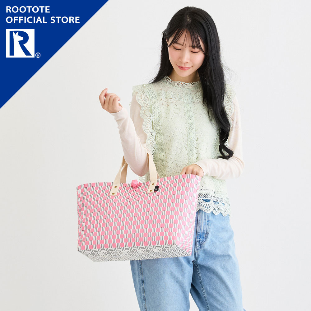 【ルートート公式】 トートバッグ レディース A4 おでかけ ブランド ROOTOTE【EU.ミディアム.チョー-A（全4種）2026新作 品番3544】ミディアム 大容量 かごバッグ 自立 グリーン ピンク ゴールド サックス ポリプロピレン 軽い 軽量 毎日 買い物 レジャー