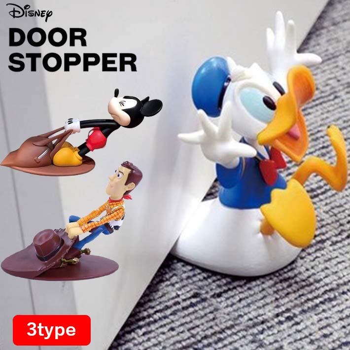 ディズニー ドアストッパー 3種類 ウッディ ミッキー ドナルド アントレックス かわいい キャラクター ディズニー インテリアグッズ ミッキーマウス 雑貨 ストッパー ドア 安全グッズ トイストーリー 室内 壁 危険防止 子供部屋 子供 インテリア 送料無料 扉止め ドア止めのサムネイル