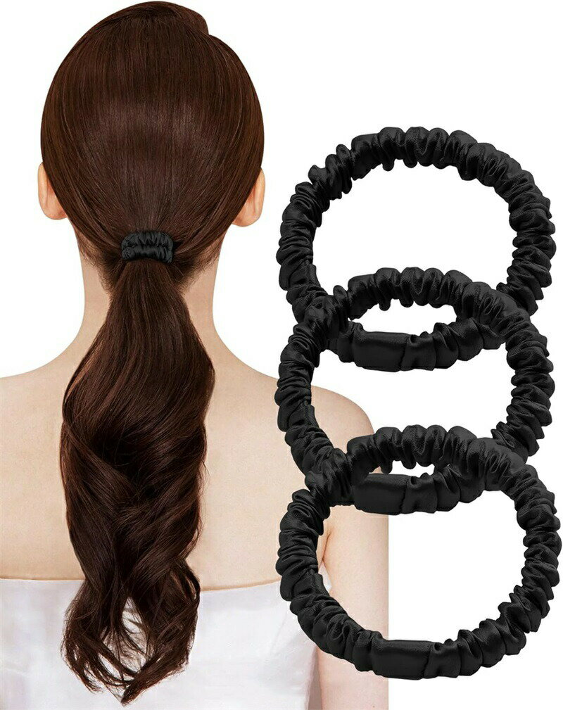 乐天商城 - ヘアゴム シュシュ 天然シルク 100％ 髪ゴム 大人 髪にやさしい 跡がつかない 高弾性 髪留め おしゃれ 3本セット