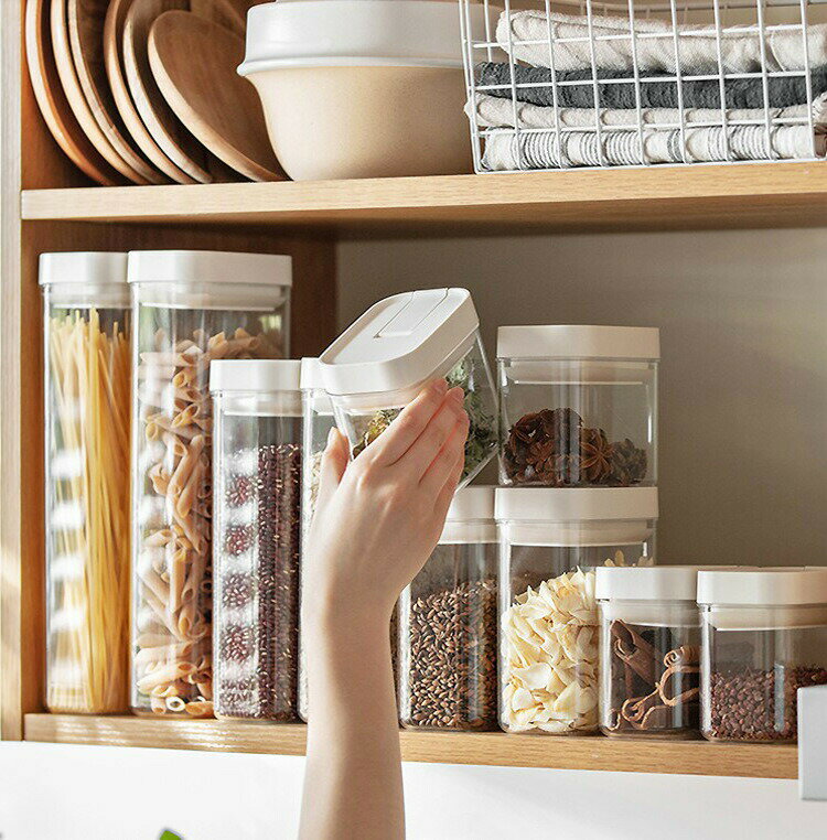 乐天商城 - ワンタッチで簡単に留められる密封瓶、食品グレードのPP製鮮度保持ボックス、透明で見やすい保存瓶、防湿・防虫穀物ボックス、積み重ね可能な保存瓶、キッチンスパイス密封瓶、ナッツや乾物鮮度保持ボックス、厚みのある無臭密封瓶、シリコンシーリングリング鮮度保持瓶