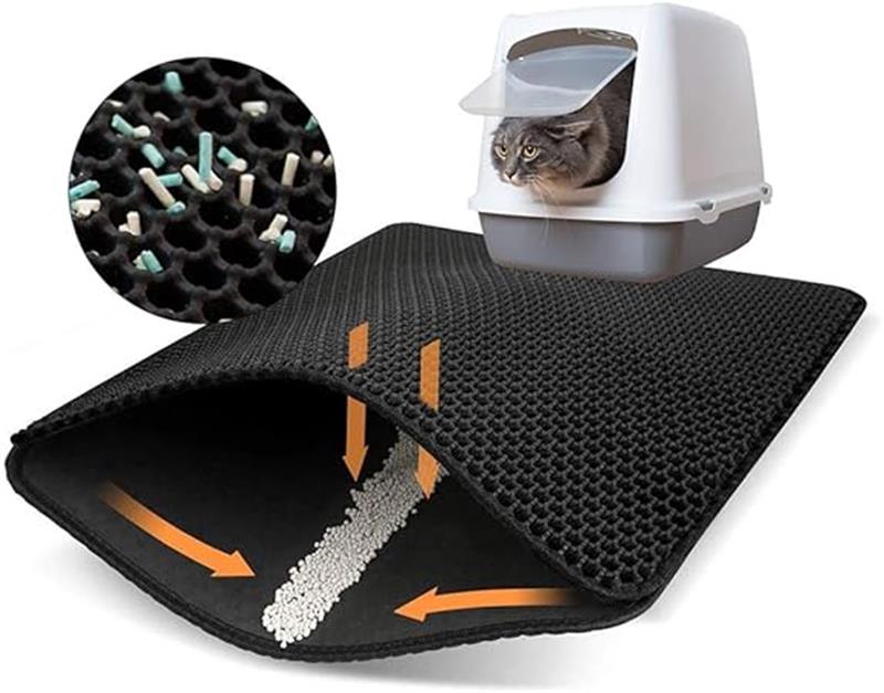 猫砂 マット 二層 EVA 猫トイレマット 猫砂取りマット 猫砂 飛び散り防止マット 滑り止め 防カビ防臭防..