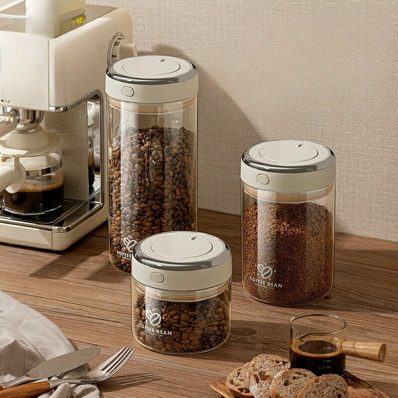 乐天商城 - 高品質のコーヒー豆保存瓶、真空密閉式コーヒー粉貯蔵タンク、家庭用多機能保存瓶、粉ミルク用の特殊密閉貯蔵タンク、コーヒー豆の保管アーティファクト、透明で目に見えるコーヒー豆の密閉瓶、ポータブル粉乳保存トラベルジャー、防湿・酸化防止のコーヒー豆セーバー