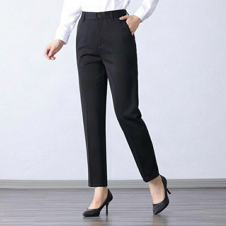 スラックス ストレッチ ストレートパンツ 制服 ズボン パンツ 無地 ゆったり スラックスハンガー 秋冬 大人 脚長 ボトム ビジネス ミセス スリム 仕事着 発表会 オールシーズン 黒パンツ 黒ズボン 大きいサイズ メンズ レディース 通勤 オフィス roots-a-10004619 ルーツ サンプル画像3