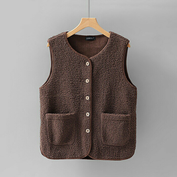 ボアベスト レディース ベスト 秋冬 フリース 前開き ノースリーブ クルーネック もこもこ 暖か トップス ショット丈 ポケット付き 大人可愛い きれいめ カジュアル 大きいサイズ ゆったり あったか シンプル ベージュ 春 秋 冬 送料無料