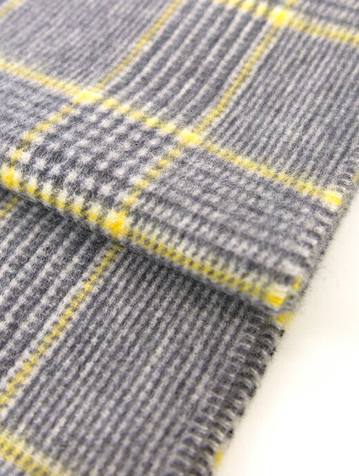 カシミアマフラー/グレンチェック Joshua Ellis/ジョシュア・エリス joe422001−ホワイト×ブラック×イエロー