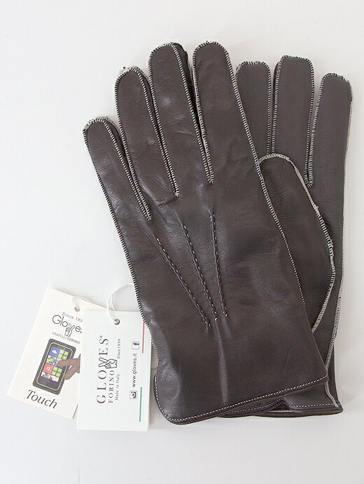 グローブス　手袋（メンズ） タッチパネル対応レザーグローブ/革手袋/カシミアライニング/スマホ Gloves/グローブス glo442402−ダークブラウン