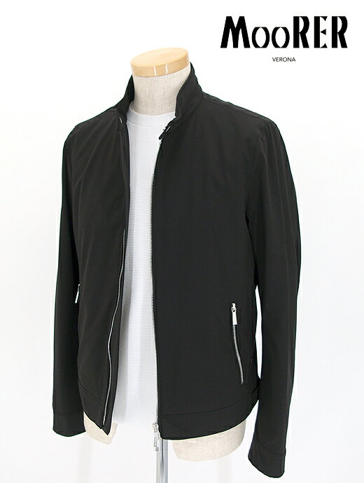 【SALE】【30%】 MOORER ムーレー メンズ VANGI-KN ブルゾン ライダース ストレッチナイロン ブラック moo460401